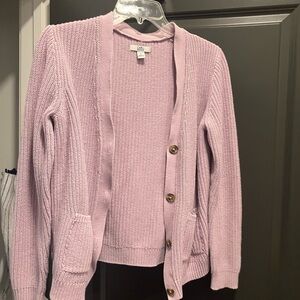 croft & barrow Lavender Button-Front Knit Cardigan